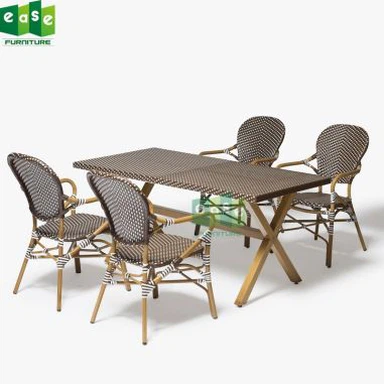 Rattan Mebel Verandali ovqatlanish stoli 4 stul bilan